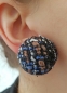 Preview: Mega Stoff Knopf Ohrstecker Button schwarz blau